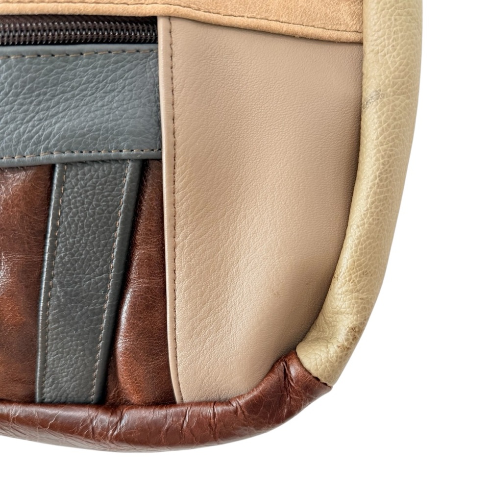 Soft Leather Colorblock Patchwork Multicolored Br… - image 7